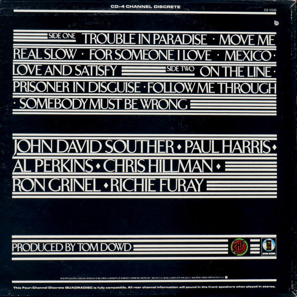 The Souther-Hillman-Furay Band : Trouble In Paradise (LP, Album, Quad)