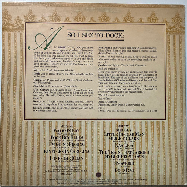 Doc & Merle Watson : Two Days In November (LP, Album, Ter)