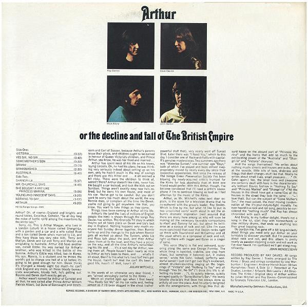 The Kinks : Arthur Or The Decline And Fall Of The British Empire (LP, Album, RP, Win)