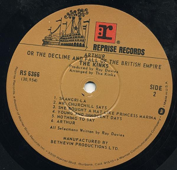 The Kinks : Arthur Or The Decline And Fall Of The British Empire (LP, Album, RP, Win)