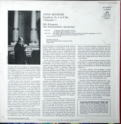 Anton Bruckner, Otto Klemperer, Philharmonia Orchestra : Symphony No. 4 "Romantic" (LP)