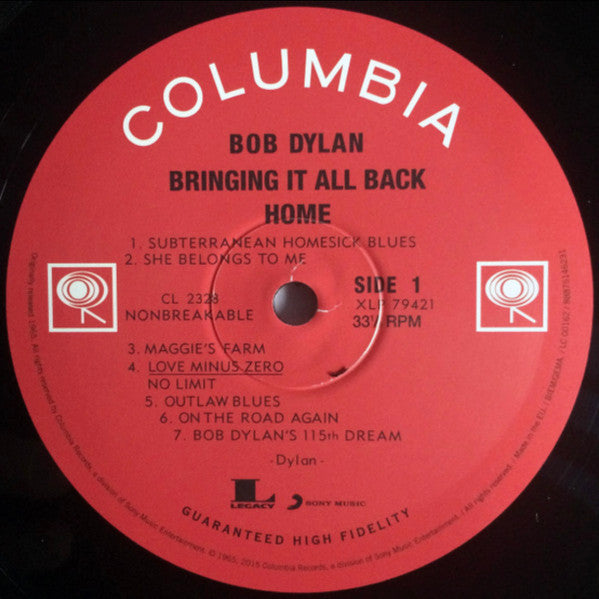 Bob Dylan : Bringing It All Back Home (LP, Album, Mono, RE, 180)