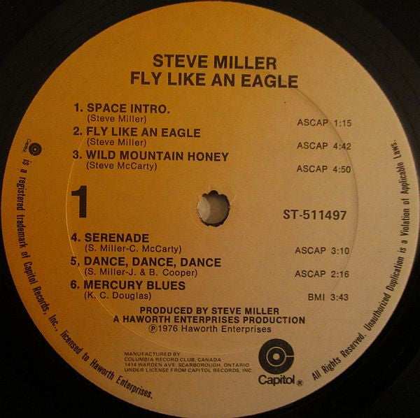 Steve Miller Band : Fly Like An Eagle (LP, Album, Club)