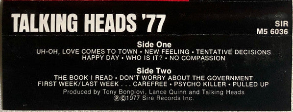 Talking Heads : Talking Heads: '77 (Cass, Album, Win)