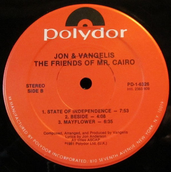 Jon And Vangelis* : The Friends Of Mr. Cairo (LP, Album, 53-)
