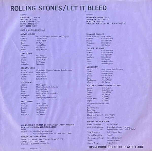 Rolling Stones* : Let It Bleed (LP, Album, RE, 53 )