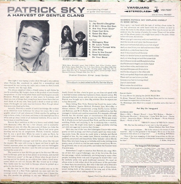 Patrick Sky : A Harvest Of Gentle Clang (LP, Album, Ora)
