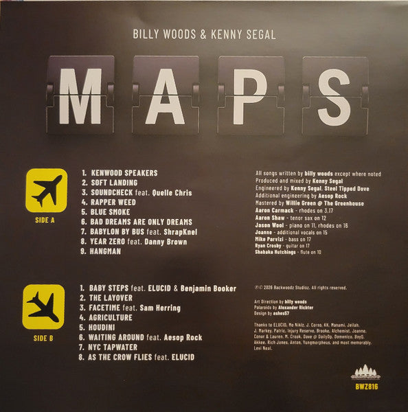 Billy Woods & Kenny Segal : Maps (LP, Album, RE, RP)