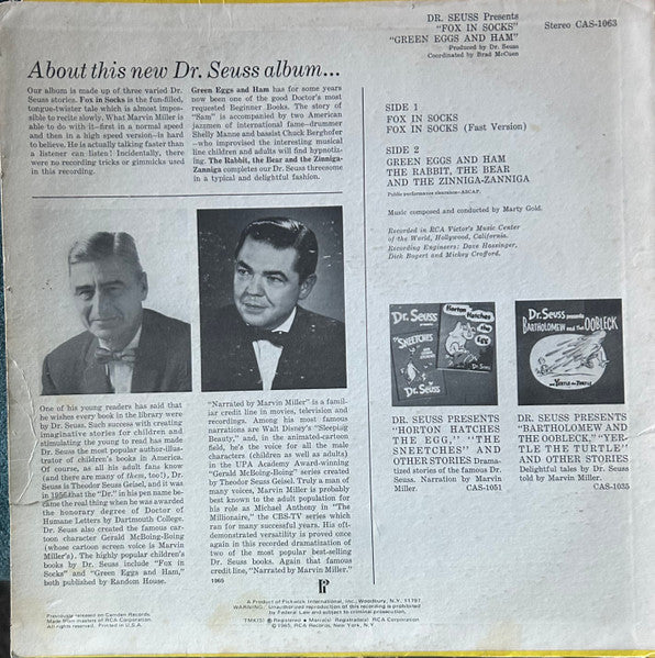 Dr. Seuss : Fox In Socks / Green Eggs And Ham (LP, RE, Kee)