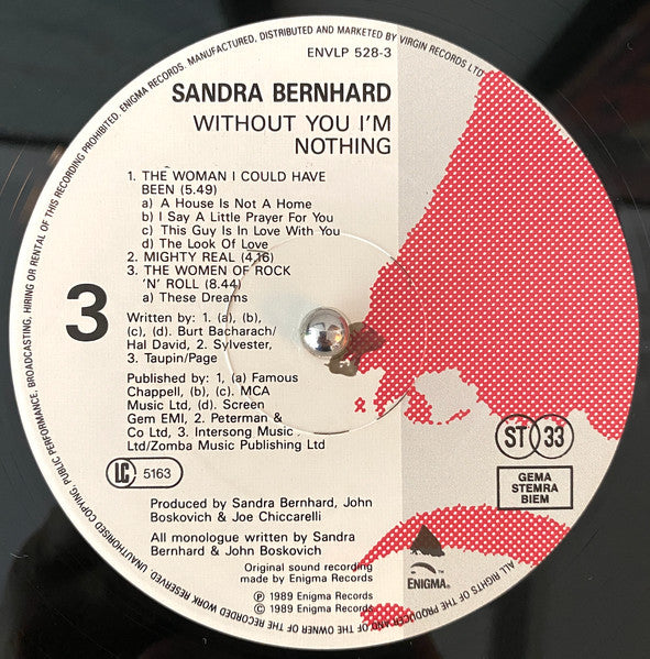 Sandra Bernhard : Without You I'm Nothing (2xLP, Album)