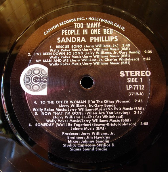 Sandra Phillips : Too Many People In One Bed (LP, Album)