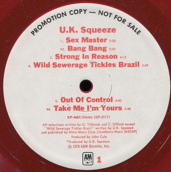 Squeeze (2) : U.K. Squeeze (LP, Album, Promo, Red)
