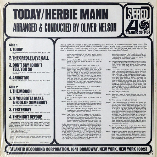 Herbie Mann : Today! (LP, Album)