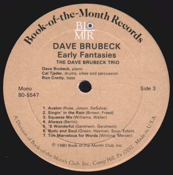 Dave Brubeck, The Dave Brubeck Trio, The Dave Brubeck Quartet, The Dave Brubeck Octet : Early Fantasies (3xLP, Comp, Mono + Box)