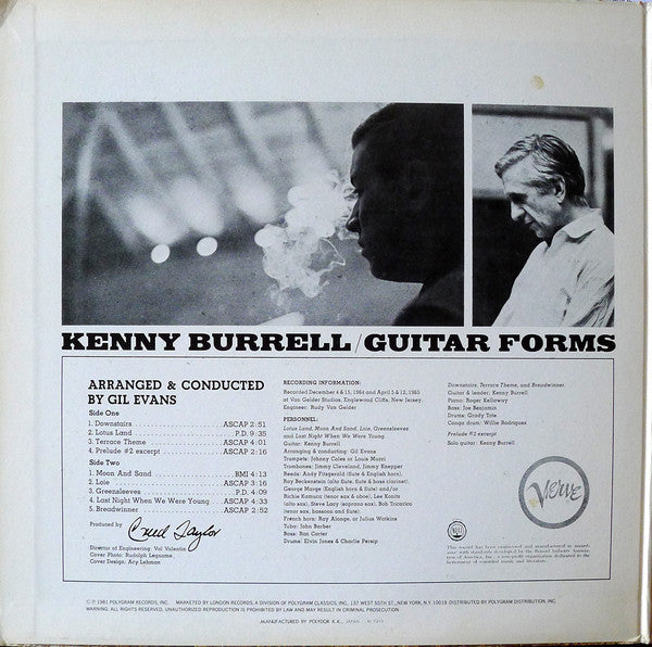 Kenny Burrell : Guitar Forms (LP, Album, RE, Gat)