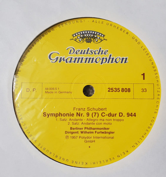 Franz Schubert - Berliner Philharmoniker, Wilhelm Furtwängler : Symphonie Nr. 9 (7) (LP, Mono)