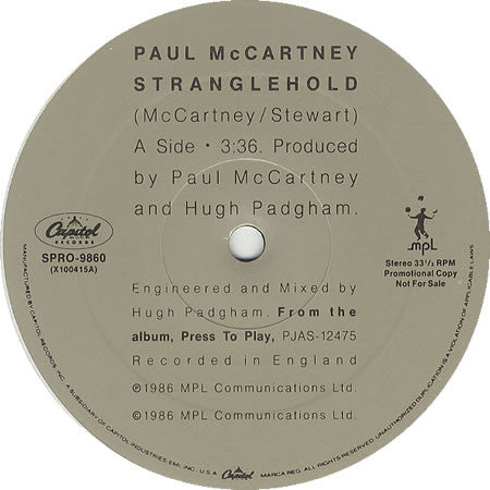 Paul McCartney : Stranglehold (12", Single, Promo)
