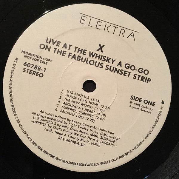 X (5) : Live At The Whisky A Go-Go On The Fabulous Sunset Strip (2xLP, Album, Promo)