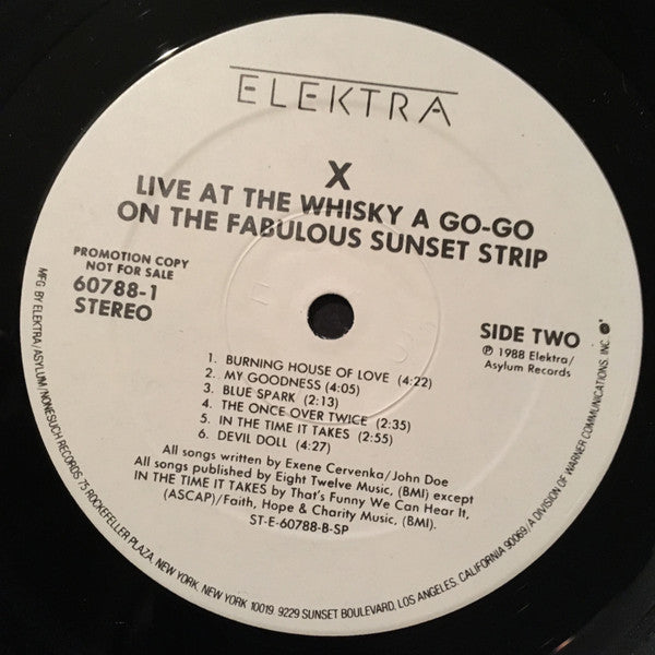 X (5) : Live At The Whisky A Go-Go On The Fabulous Sunset Strip (2xLP, Album, Promo)