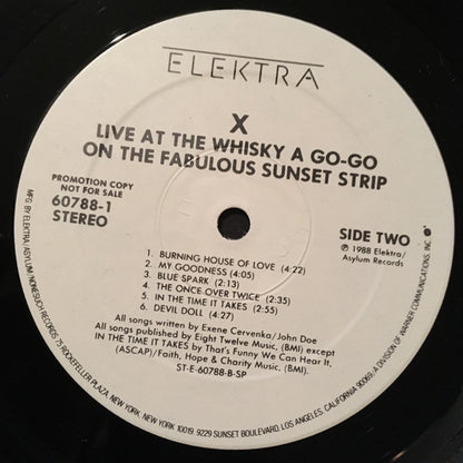 X (5) : Live At The Whisky A Go-Go On The Fabulous Sunset Strip (2xLP, Album, Promo)