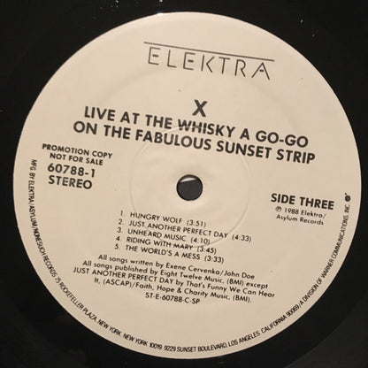 X (5) : Live At The Whisky A Go-Go On The Fabulous Sunset Strip (2xLP, Album, Promo)