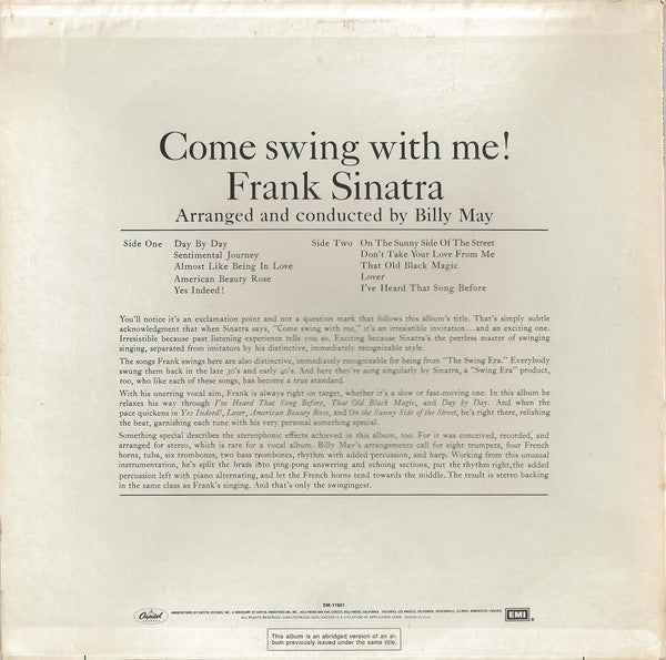 Frank Sinatra : Come Swing With Me! (LP, Album, RE, Abr)