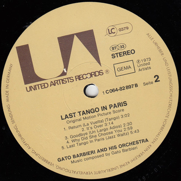 Gato Barbieri : Last Tango In Paris (LP, Album, RE)
