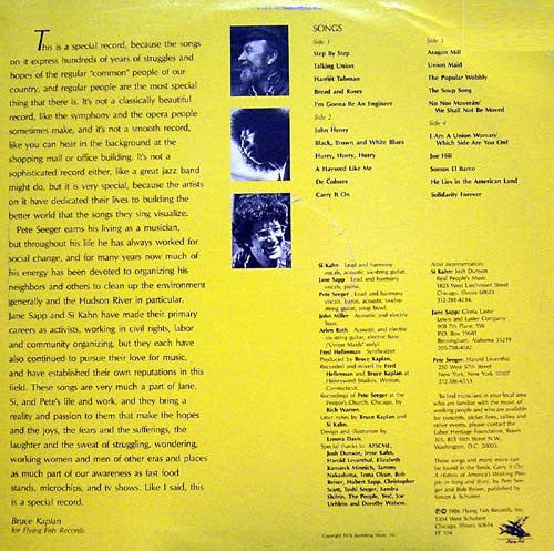 Pete Seeger, Jane Sapp, Si Kahn : Carry It On (Songs Of America's Working People) (2xLP, Album)