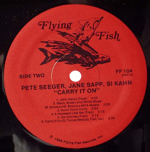 Pete Seeger, Jane Sapp, Si Kahn : Carry It On (Songs Of America's Working People) (2xLP, Album)