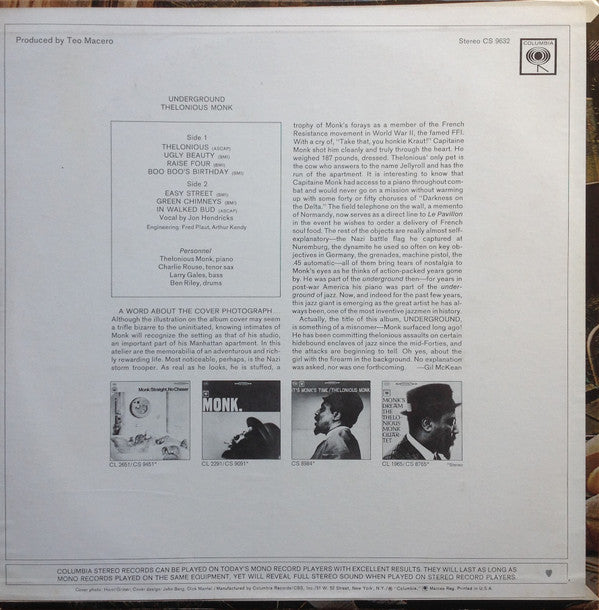 Thelonious Monk : Underground (LP, Album, RP)