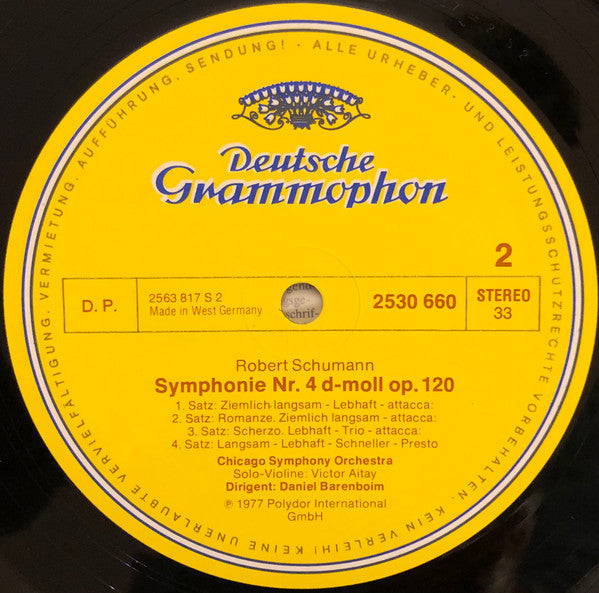 Robert Schumann, Chicago Symphony Orchestra, Daniel Barenboim : »Frühlings-Symphonie« = »Spring« Nr.1 / Symphonie Nr.4 (LP, Album)