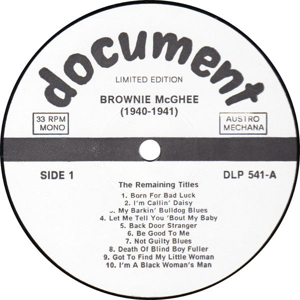 Brownie McGhee : (1940-1941): The Remaining Titles (LP, Comp, Mono, Ltd, RM)