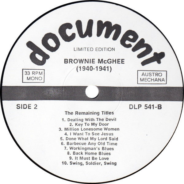 Brownie McGhee : (1940-1941): The Remaining Titles (LP, Comp, Mono, Ltd, RM)
