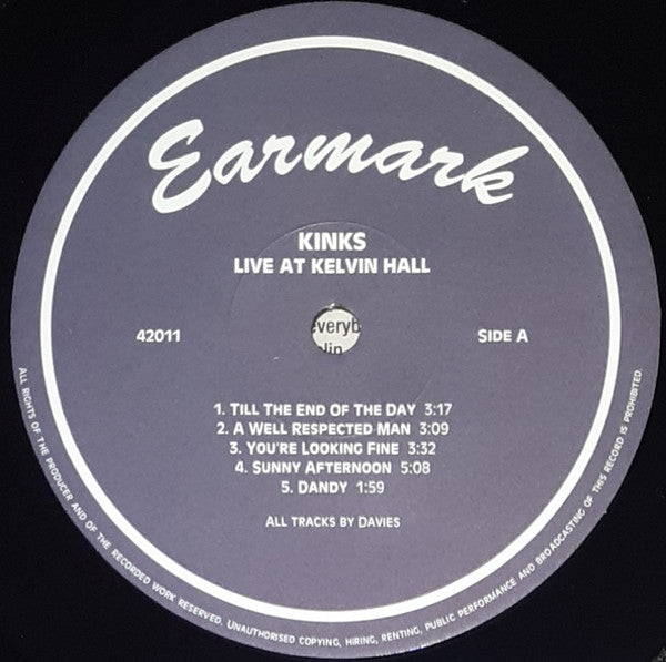The Kinks : Live At Kelvin Hall (LP, Album, RE, 180)