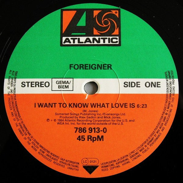 Foreigner : I Want To Know What Love Is (Extended Version) (12", Maxi)