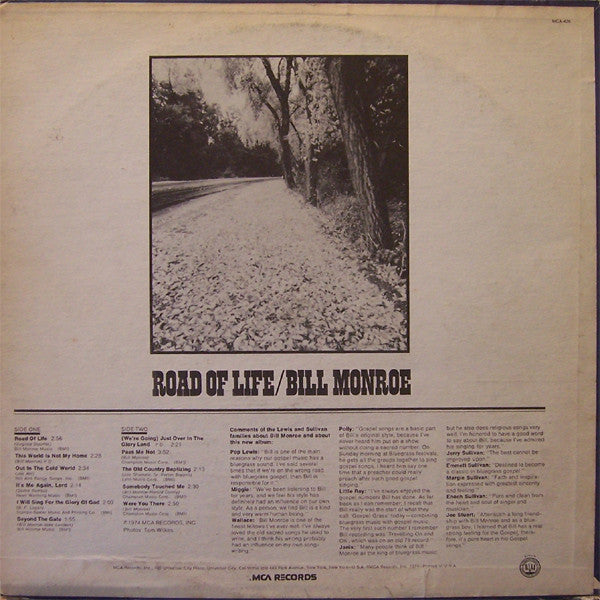 Bill Monroe : Road Of Life (LP, Album, Bla)