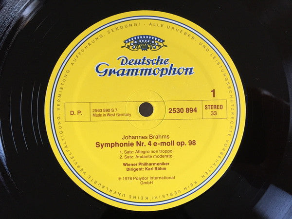 Karl Böhm · Johannes Brahms / Wiener Philharmoniker : Symphonie Nr. 4 / Tragische Ouvertüre · Tragic Overture (LP)