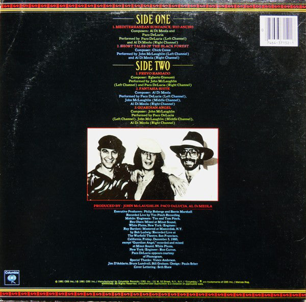Al Di Meola, John McLaughlin, Paco De Lucía : Friday Night In San Francisco (LP, Album)