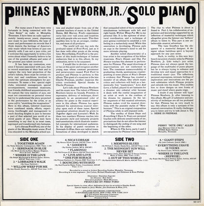 Phineas Newborn, Jr.* : Solo Piano (LP, Album, PR )