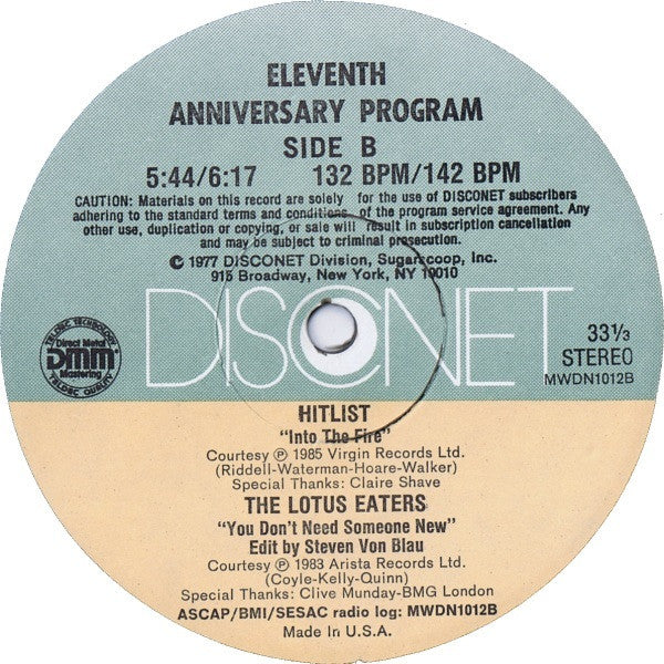 Various : Eleventh Anniversary Program (2x12", P/Mixed)