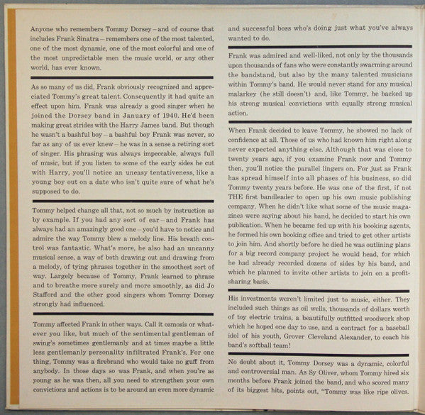 Frank Sinatra : I Remember Tommy (LP, Album, MGM)
