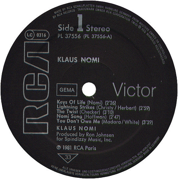 Klaus Nomi : Klaus Nomi (LP, Album, Bla)