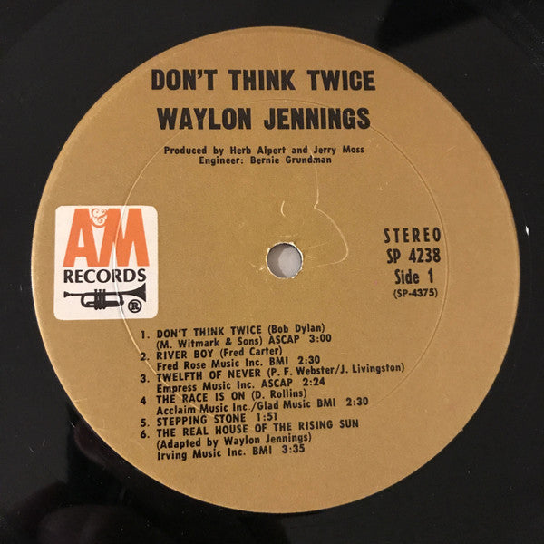 Waylon Jennings : Don't Think Twice (LP, Album, Ter)