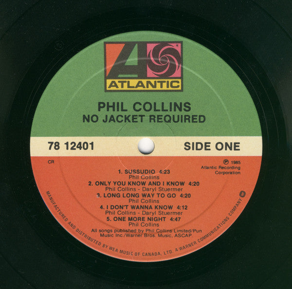 Phil Collins : No Jacket Required (LP, Album, Cin)