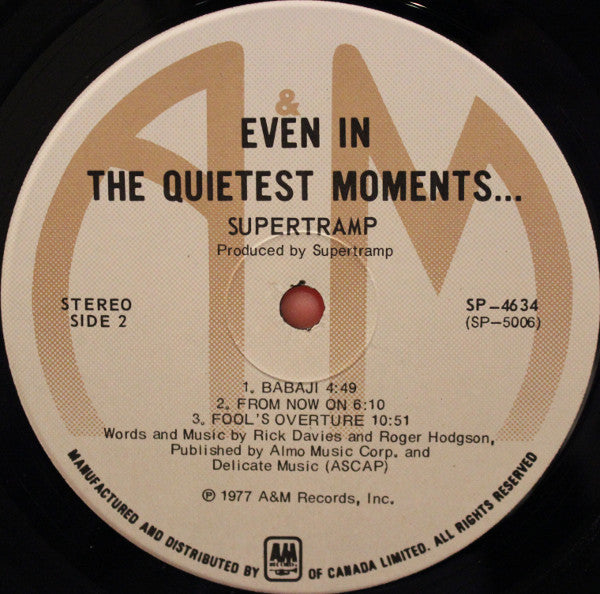 Supertramp : Even In The Quietest Moments... (LP, Album)