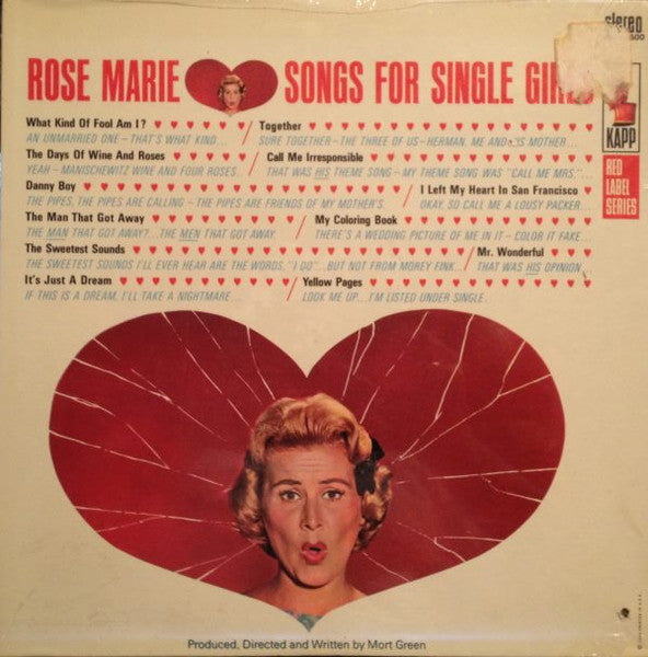 Rose Marie : Songs For Single Girls (LP, Album)
