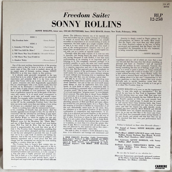Sonny Rollins : Freedom Suite (LP, Album, RE)