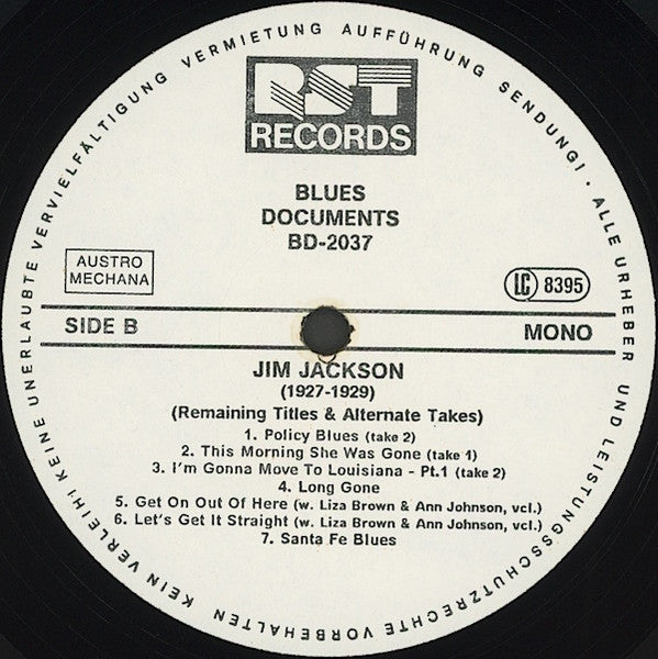 Jim Jackson (2) : (1927-1929) Remaining Titles And Alternate Takes (LP, Comp, Mono, RM)
