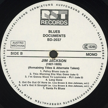Jim Jackson (2) : (1927-1929) Remaining Titles And Alternate Takes (LP, Comp, Mono, RM)