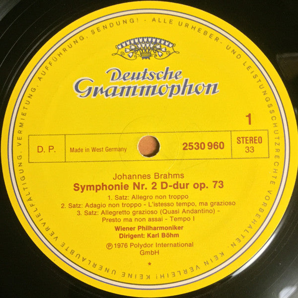 Johannes Brahms, Wiener Philharmoniker · Karl Böhm : Symphonie Nr. 2 / Haydn-Variationen (LP)